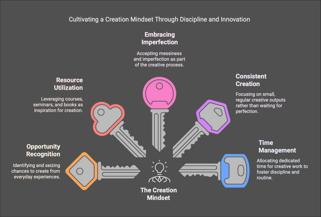 five keys symbolising the 5 steps to transform yourself from consumer to creator