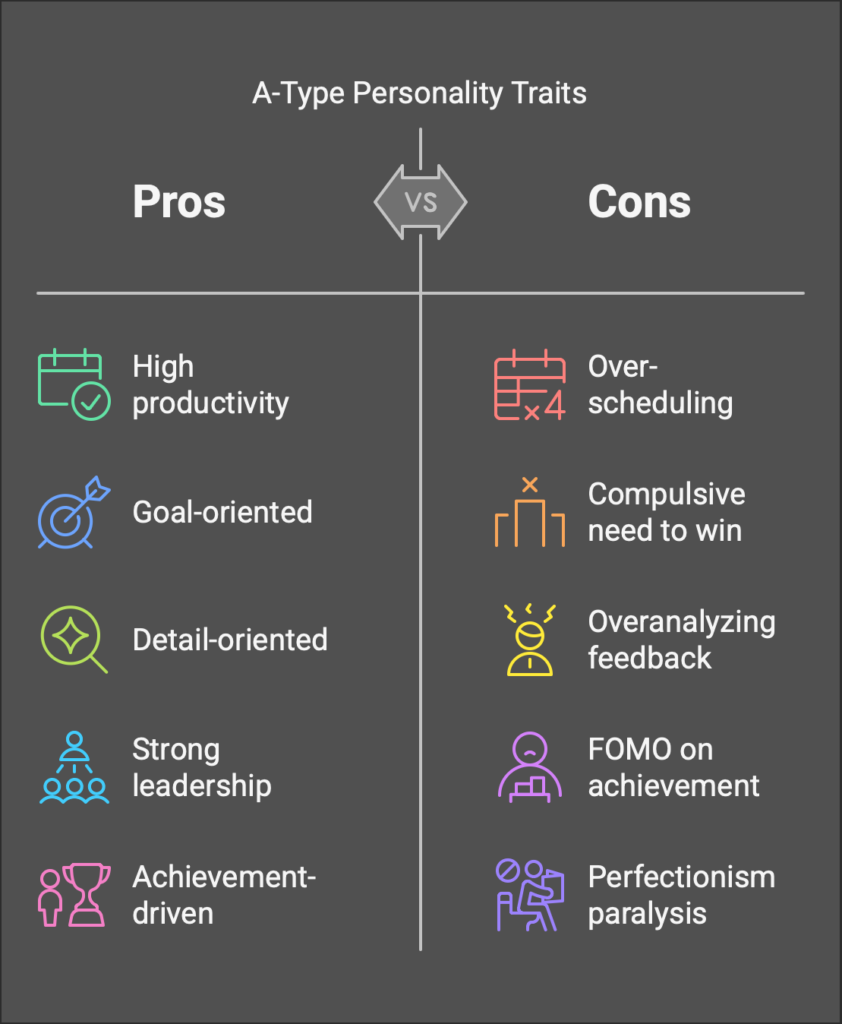 A Table of Pros And Cons Of A-Type Personality Traits